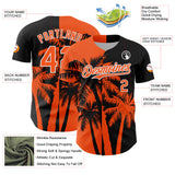 Custom Black Orange-White 3D Pattern Design Hawaii Palm Trees Tropical Coconut Authentic Baseball Jersey