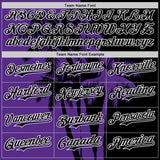 Custom Black Purple-White 3D Pattern Design Hawaii Palm Trees Tropical Coconut Authentic Baseball Jersey