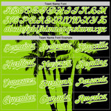 Custom Black Neon Green-White 3D Pattern Design Hawaii Palm Trees Tropical Coconut Authentic Baseball Jersey