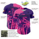 Custom Purple Pink-Black 3D Pattern Design Hawaii Palm Trees Tropical Coconut Authentic Baseball Jersey