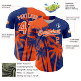 Custom Royal Orange-White 3D Pattern Design Hawaii Palm Trees Tropical Coconut Authentic Baseball Jersey