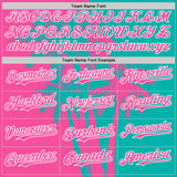 Custom Aqua Pink-White 3D Pattern Design Hawaii Palm Trees Tropical Coconut Authentic Baseball Jersey
