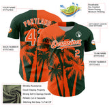Custom Green Orange-White 3D Pattern Design Hawaii Palm Trees Tropical Coconut Authentic Baseball Jersey