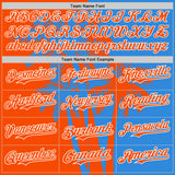 Custom Electric Blue Orange-White 3D Pattern Design Hawaii Palm Trees Tropical Coconut Authentic Baseball Jersey