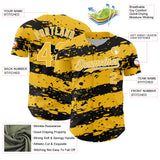 Custom Gold Black-White 3D Pattern Design Paint Splash Stripe Authentic Baseball Jersey