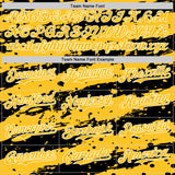 Custom Gold Black-White 3D Pattern Design Paint Splash Stripe Authentic Baseball Jersey