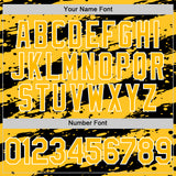 Custom Gold Black-White 3D Pattern Design Paint Splash Stripe Authentic Baseball Jersey