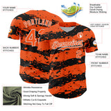 Custom Orange Black-White 3D Pattern Design Paint Splash Stripe Authentic Baseball Jersey