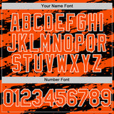Custom Orange Black-White 3D Pattern Design Paint Splash Stripe Authentic Baseball Jersey