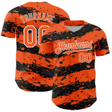Custom Orange Black-White 3D Pattern Design Paint Splash Stripe Authentic Baseball Jersey