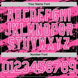 Custom Pink Black-White 3D Pattern Design Paint Splash Stripe Authentic Baseball Jersey