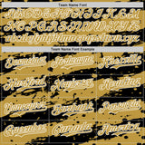 Custom Old Gold Black-White 3D Pattern Design Paint Splash Stripe Authentic Baseball Jersey