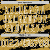 Custom Old Gold Black-White 3D Pattern Design Paint Splash Stripe Authentic Baseball Jersey