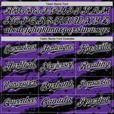 Custom Purple Black-White 3D Pattern Design Paint Splash Stripe Authentic Baseball Jersey