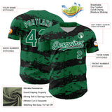 Custom Kelly Green Black-White 3D Pattern Design Paint Splash Stripe Authentic Baseball Jersey