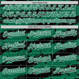 Custom Kelly Green Black-White 3D Pattern Design Paint Splash Stripe Authentic Baseball Jersey