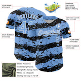 Custom Light Blue Black-White 3D Pattern Design Paint Splash Stripe Authentic Baseball Jersey