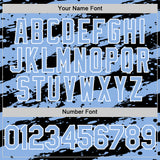 Custom Light Blue Black-White 3D Pattern Design Paint Splash Stripe Authentic Baseball Jersey