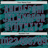 Custom Teal Black-Pink 3D Pattern Design Paint Splash Stripe Authentic Baseball Jersey