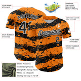 Custom Bay Orange Black-White 3D Pattern Design Paint Splash Stripe Authentic Baseball Jersey