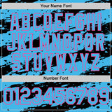 Custom Sky Blue Black-Pink 3D Pattern Design Paint Splash Stripe Authentic Baseball Jersey