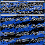 Custom Thunder Blue Black-White 3D Pattern Design Paint Splash Stripe Authentic Baseball Jersey
