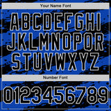 Custom Thunder Blue Black-White 3D Pattern Design Paint Splash Stripe Authentic Baseball Jersey