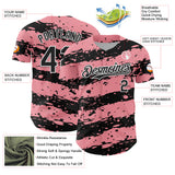 Custom Medium Pink Black-White 3D Pattern Design Paint Splash Stripe Authentic Baseball Jersey