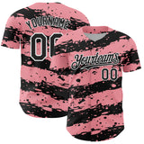 Custom Medium Pink Black-White 3D Pattern Design Paint Splash Stripe Authentic Baseball Jersey