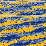 Custom Gold Royal-White 3D Pattern Design Paint Splash Stripe Authentic Baseball Jersey