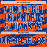 Custom Orange Royal-White 3D Pattern Design Paint Splash Stripe Authentic Baseball Jersey
