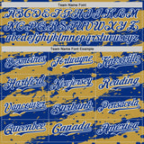Custom Old Gold Royal-White 3D Pattern Design Paint Splash Stripe Authentic Baseball Jersey