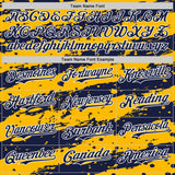 Custom Gold Navy-White 3D Pattern Design Paint Splash Stripe Authentic Baseball Jersey