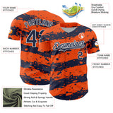 Custom Orange Navy-White 3D Pattern Design Paint Splash Stripe Authentic Baseball Jersey