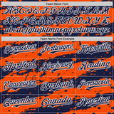 Custom Orange Navy-White 3D Pattern Design Paint Splash Stripe Authentic Baseball Jersey