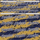 Custom Old Gold Navy-White 3D Pattern Design Paint Splash Stripe Authentic Baseball Jersey