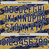 Custom Old Gold Navy-White 3D Pattern Design Paint Splash Stripe Authentic Baseball Jersey