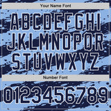 Custom Light Blue Navy-White 3D Pattern Design Paint Splash Stripe Authentic Baseball Jersey