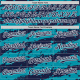 Custom Teal Navy-White 3D Pattern Design Paint Splash Stripe Authentic Baseball Jersey