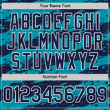 Custom Teal Navy-White 3D Pattern Design Paint Splash Stripe Authentic Baseball Jersey