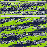 Custom Neon Green Navy-White 3D Pattern Design Paint Splash Stripe Authentic Baseball Jersey
