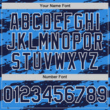 Custom Electric Blue Navy-White 3D Pattern Design Paint Splash Stripe Authentic Baseball Jersey
