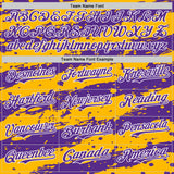 Custom Gold Purple-White 3D Pattern Design Paint Splash Stripe Authentic Baseball Jersey