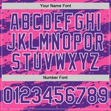 Custom Pink Purple-White 3D Pattern Design Paint Splash Stripe Authentic Baseball Jersey