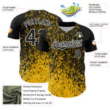 Custom Black Yellow-White 3D Pattern Design Abstract Fragment Splatter Authentic Baseball Jersey