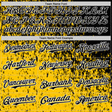 Custom Black Yellow-White 3D Pattern Design Abstract Fragment Splatter Authentic Baseball Jersey