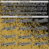 Custom Black Old Gold-White 3D Pattern Design Abstract Fragment Splatter Authentic Baseball Jersey