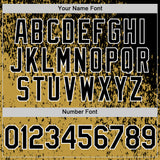 Custom Black Old Gold-White 3D Pattern Design Abstract Fragment Splatter Authentic Baseball Jersey