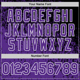 Custom Black Purple-White 3D Pattern Design Abstract Fragment Splatter Authentic Baseball Jersey