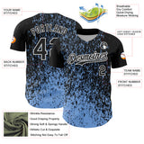 Custom Black Light Blue-White 3D Pattern Design Abstract Fragment Splatter Authentic Baseball Jersey